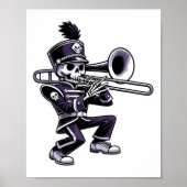 Halloween Skeleton School Marching Band Trombone P Poster (Voorkant)