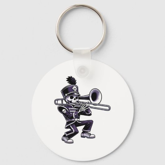 Halloween Skeleton School Marching Band Trombone P Sleutelhanger (Voorkant)