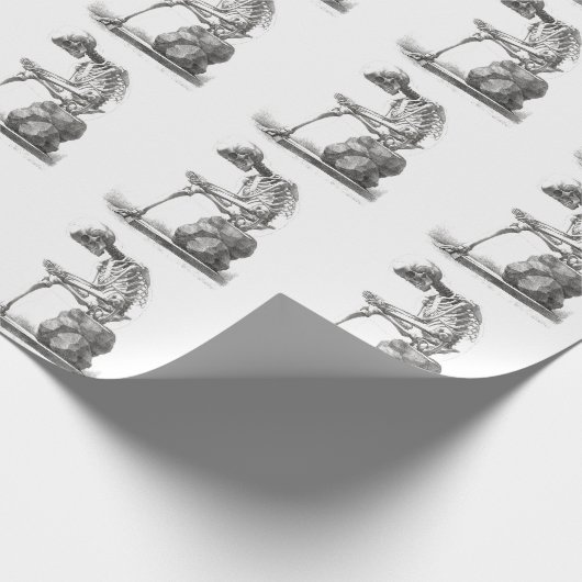 Halloween Skeleton Sitting Anatomy Cadeaupapier (Hoek)