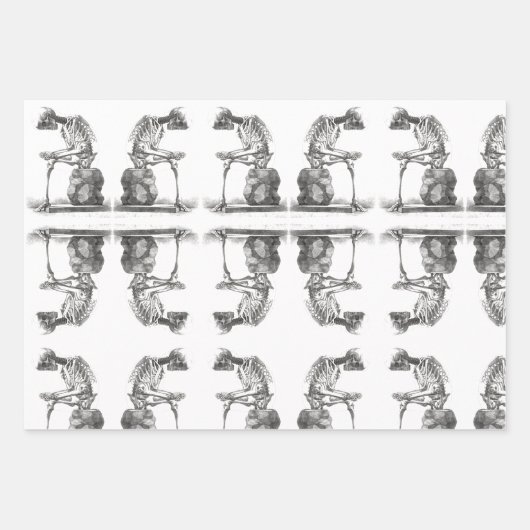 Halloween Skeleton Sitting Anatomy Inpakpapier Vel (Voorkant 3)