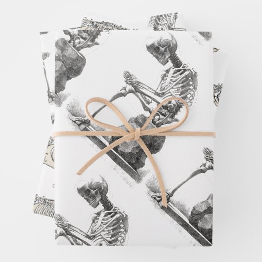 Halloween Skeleton Sitting Anatomy Inpakpapier Vel (In situ)