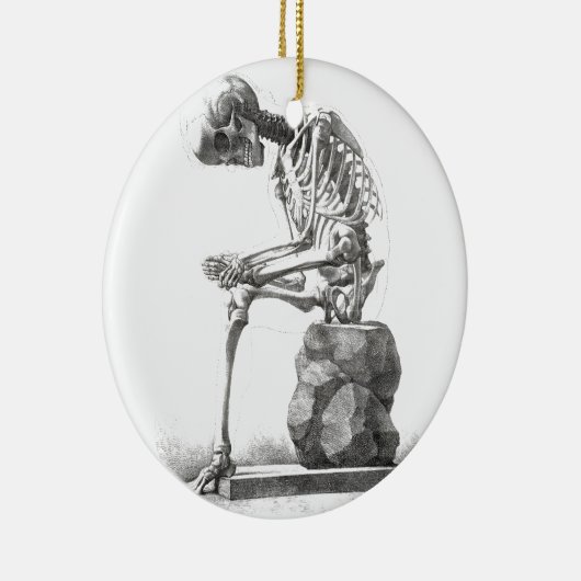 Halloween Skeleton Sitting Anatomy Keramisch Ornament (Rechts)