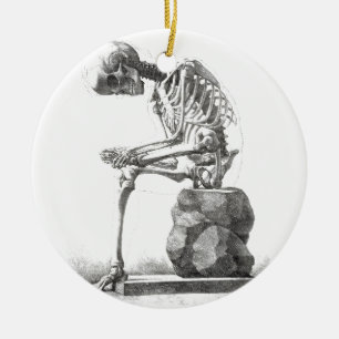 Halloween Skeleton Sitting Anatomy Keramisch Ornament