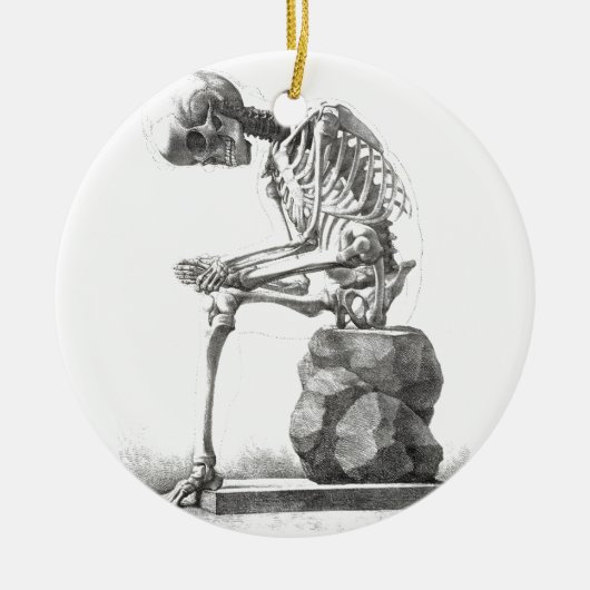 Halloween Skeleton Sitting Anatomy Keramisch Ornament (Voorkant)