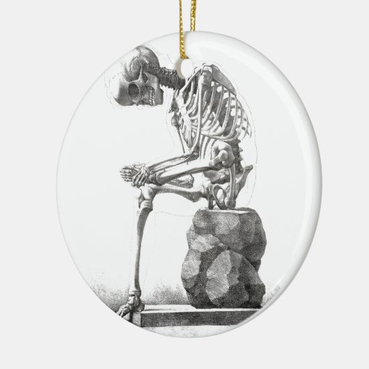Halloween Skeleton Sitting Anatomy Keramisch Ornament (Links)