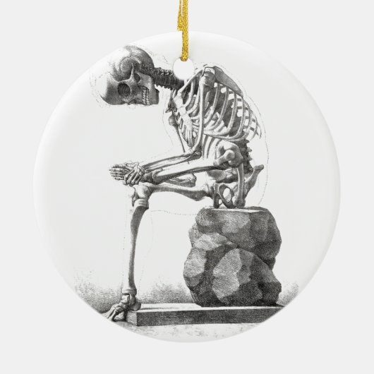 Halloween Skeleton Sitting Anatomy Keramisch Ornament (Achterkant)
