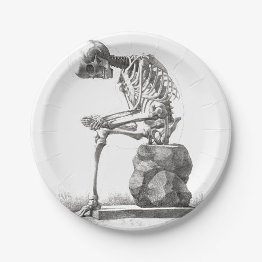 Halloween Skeleton Sitting Anatomy Papieren Bordje (Voorkant)