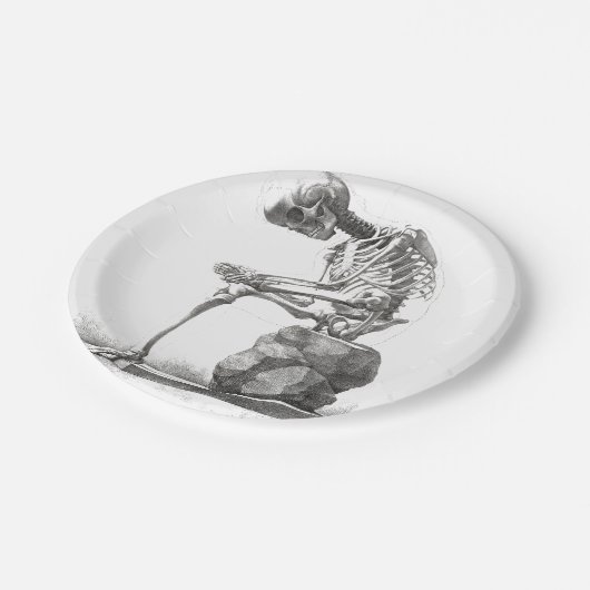 Halloween Skeleton Sitting Anatomy Papieren Bordje (Gekanteld)