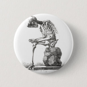 Halloween Skeleton Sitting Anatomy Ronde Button 5,7 Cm
