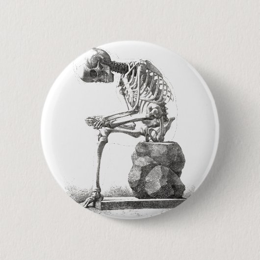Halloween Skeleton Sitting Anatomy Ronde Button 5,7 Cm (Voorkant)