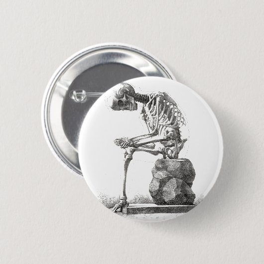 Halloween Skeleton Sitting Anatomy Ronde Button 5,7 Cm (Voorkant /achterkant)