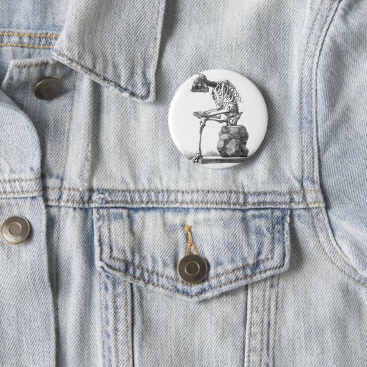 Halloween Skeleton Sitting Anatomy Ronde Button 5,7 Cm (In situ)