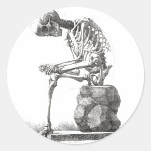 Halloween Skeleton Sitting Anatomy Ronde Sticker