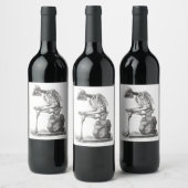 Halloween Skeleton Sitting Anatomy Wijn Etiket (Flessen)