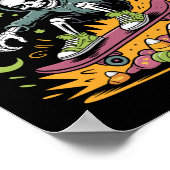 Halloween Skeleton Skater Tricks Skull Skateboard Poster (Hoek)