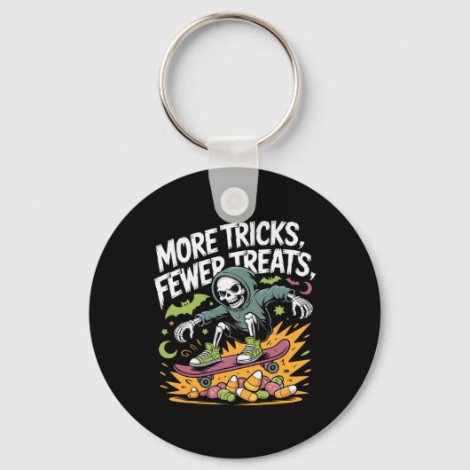 Halloween Skeleton Skater Tricks Skull Skateboard Sleutelhanger (Voorkant)