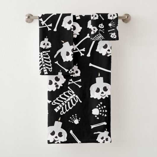 Halloween Skeleton Skull Bot Patroon Bad Handdoek (Insitu)