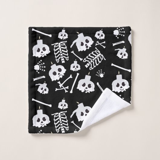 Halloween Skeleton Skull Bot Patroon Bad Handdoek (Wasdoekje)