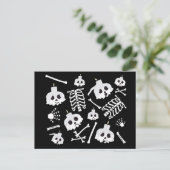 Halloween Skeleton Skull Bot Patroon Briefkaart (Staand voorkant)