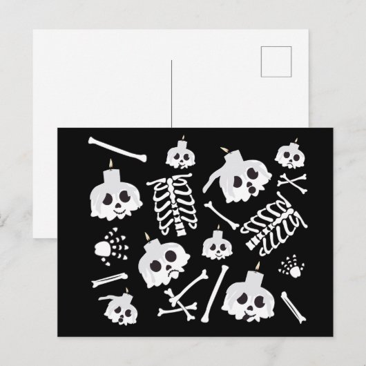 Halloween Skeleton Skull Bot Patroon Briefkaart (Voorkant / Achterkant)