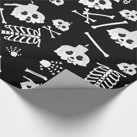 Halloween Skeleton Skull Bot Patroon Cadeaupapier (Hoek)