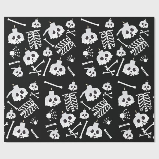 Halloween Skeleton Skull Bot Patroon Cadeaupapier (Vlak)