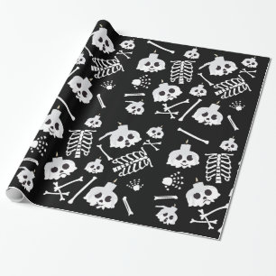 Halloween Skeleton Skull Bot Patroon Cadeaupapier