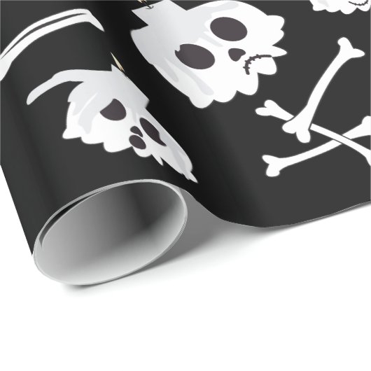 Halloween Skeleton Skull Bot Patroon Cadeaupapier (Rol Hoek)