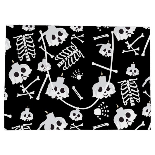 Halloween Skeleton Skull Bot Patroon Groot Cadeauzakje (Achterkant)