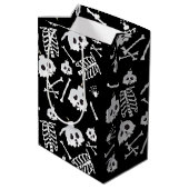 Halloween Skeleton Skull Bot Patroon Medium Cadeauzakje (Achterkant Gekanteld)