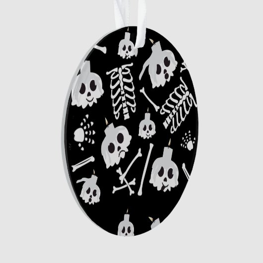 Halloween Skeleton Skull Bot Patroon Ornament (voorkant)