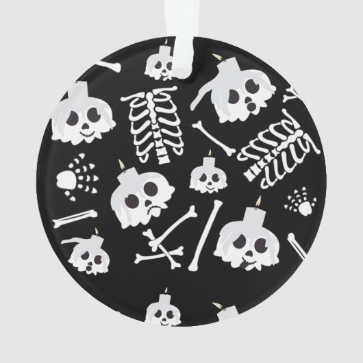 Halloween Skeleton Skull Bot Patroon Ornament (achterkant)