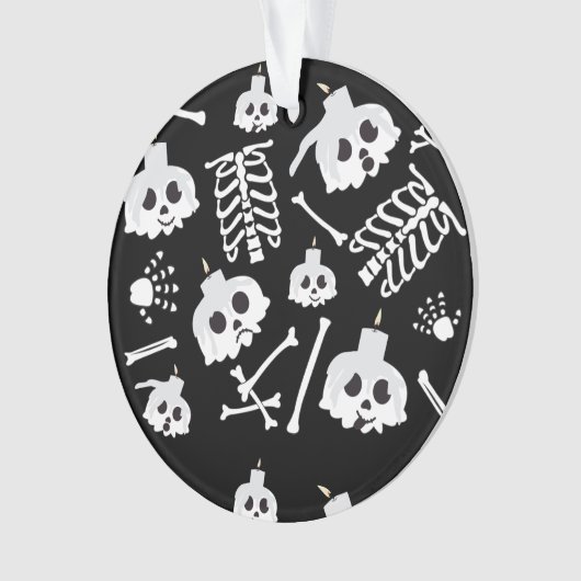 Halloween Skeleton Skull Bot Patroon Ornament (voorkant)