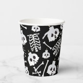 Halloween Skeleton Skull Bot Patroon Papieren Bekers (Achterkant)