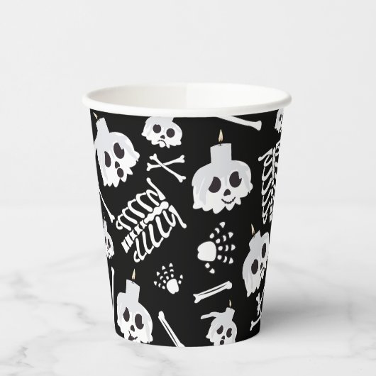 Halloween Skeleton Skull Bot Patroon Papieren Bekers (Links)