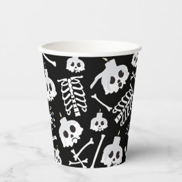 Halloween Skeleton Skull Bot Patroon Papieren Bekers
