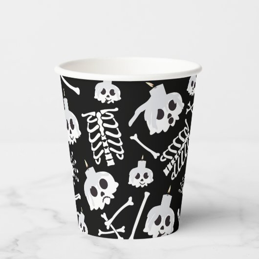 Halloween Skeleton Skull Bot Patroon Papieren Bekers (Voorkant)