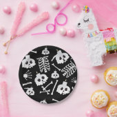 Halloween Skeleton Skull Bot Patroon Papieren Bordje (Feest)