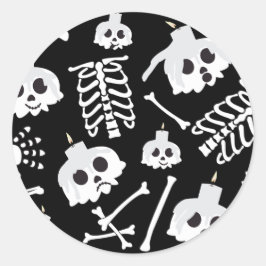 Halloween Skeleton Skull Bot Patroon Ronde Sticker