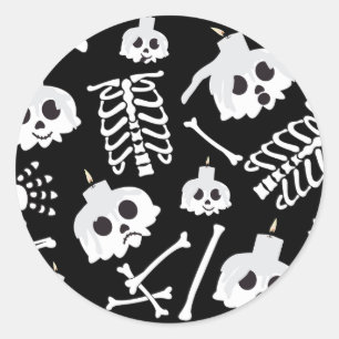 Halloween Skeleton Skull Bot Patroon Ronde Sticker