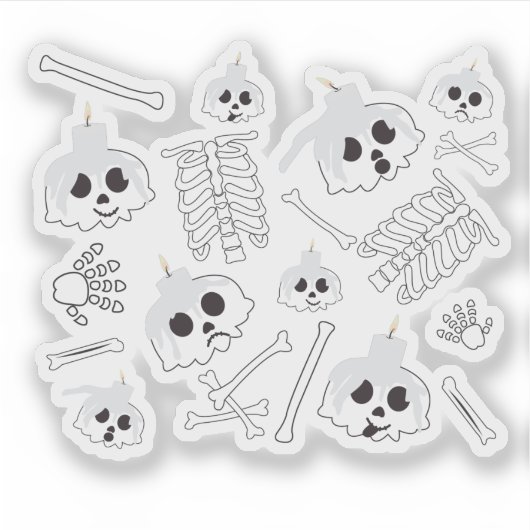 Halloween Skeleton Skull Bot Patroon Sticker (Voorkant)