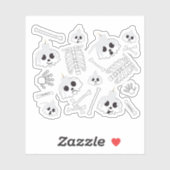 Halloween Skeleton Skull Bot Patroon Sticker (Vel)