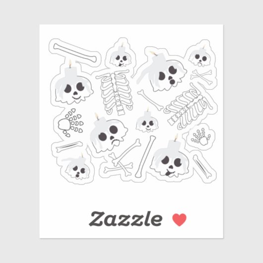 Halloween Skeleton Skull Bot Patroon Sticker (Vel)