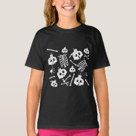 Halloween Skeleton Skull Bot Patroon T-shirt