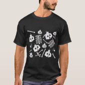 Halloween Skeleton Skull Bot Patroon T-shirt (Voorkant)