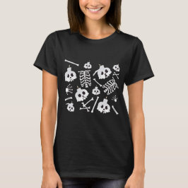 Halloween Skeleton Skull Bot Patroon T-shirt
