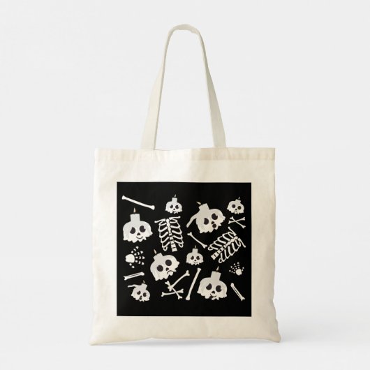 Halloween Skeleton Skull Bot Patroon Tote Bag (Achterkant)