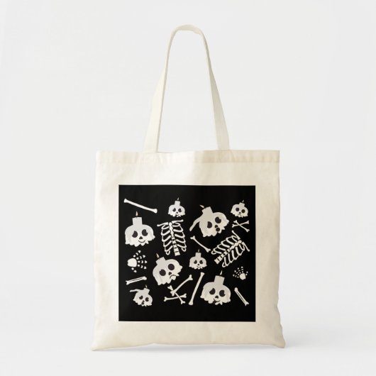 Halloween Skeleton Skull Bot Patroon Tote Bag (Voorkant)