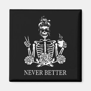 Halloween Skeleton Skull Vrouwen Drink koffie Nev Magneet