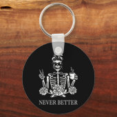 Halloween Skeleton Skull Vrouwen Drink koffie Nev Sleutelhanger (Voorkant)